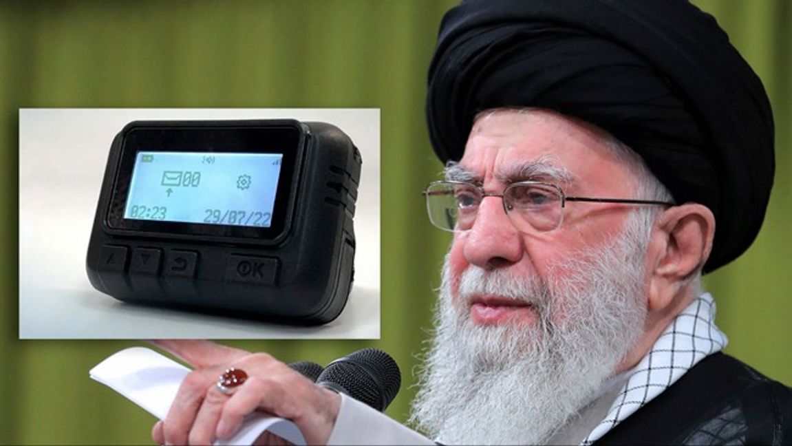 Rädsla i Iran för att använda kommunikationsenheter efter den lyckade israeliska operationen mot Hizbollah. Till vänster iranske diktatorn ayatollah Ali Khamenei. Foto: AP