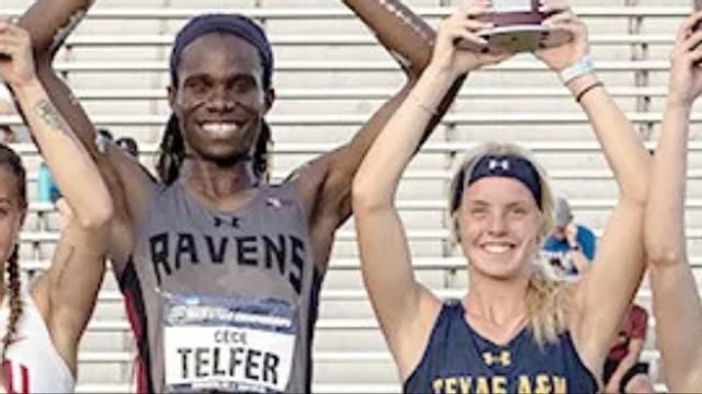 CeCé Telfer, tidigare Craig Telfer (till vänster), vann före svenska Minna Svärd 2019. Foto: Icons/NCAA