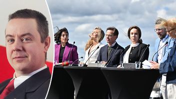 Jan Blomgren samt Tidöpartiernas partiledare, Vattenfalls vd Anna Borg och finansminister Elisabeth Svantesson (M) vid pressträffen vid Ringhals i torsdags. Foto: Privat/Hanna Brunlöf/TT