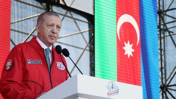 Turkiets president Recep Tayyip Erdogan när han höll tal i Baku i lördags. Arkivbild. Foto: Turkiska presidentkansliet via AP/TT 