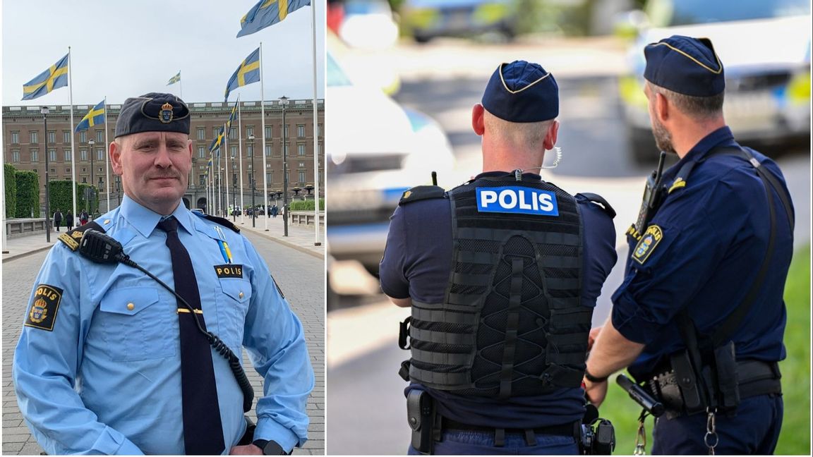 Polismannen Viktor Adolphson tror lagen om förolämpning mot tjänsteman kan hjälpa mot gäng som filmar polisen medan de skriker glåpord. Foto: Privat/Christine Olsson/TT