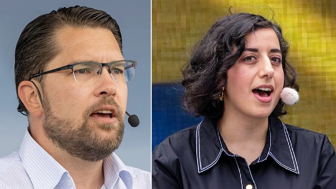 Jimmie Åkesson (SD) och Simona Mohamsson (L). Foto: Tommy Winterskiöld Vestlie/Bene Riobó, CC BY-SA 4.0, via Wikimedia Commons