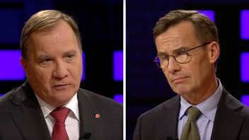 Stefan Löfven och Ulf Kristersson inledde partiledardebatten. Foto: SVT