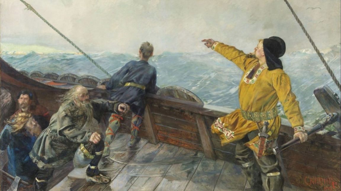 Leiv Eriksson oppdager Amerika, målning av Christian Krohg 1893. Foto: Nasjonalmuseet, Oslo