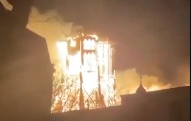 Den övertända kyrkan Skärmdump från X