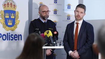 Från polisens presskonferens. Foto: Christine Olsson/TT