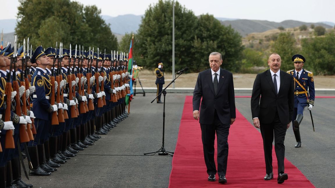 Turkiets president Recep Tayyip Erdoğan och Azerbajdzjans president Ilhan Aliyev. Foto: Turkish Presidency/AP/TT