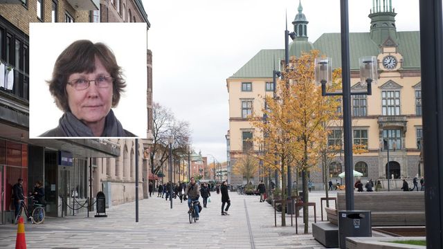 Kerstin Soläng, rektor i grundskolan i Eskilstuna kommun, har kritiserats för att nämna talibanerna i ett inlägg på Facebook om vissa muslimska flickors klädsel. Fristadstorget i Eskilstuna. Foto: Privat/Fredrik Sandberg/TT.