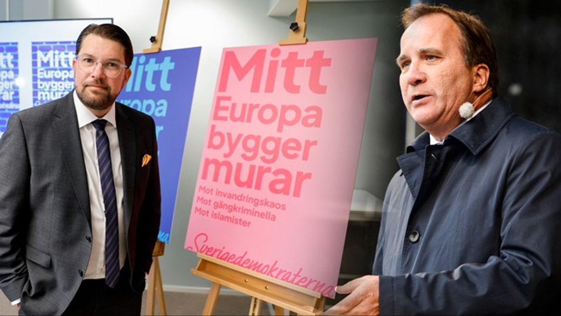 SD:s partiledare Jimmie Åkesson och Socialdemokraternas förre partiledare Stefan Löfven. Bilden är ett montage. Foto: Christine Olsson/Maja Suslin/TT