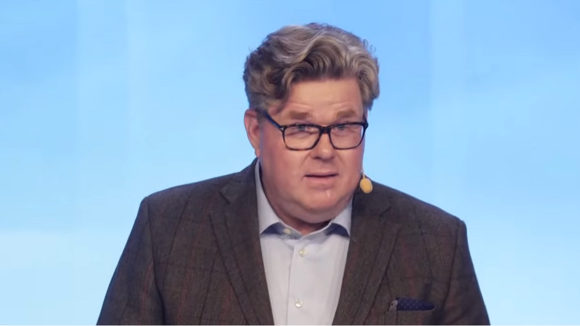 Justitieminister Gunnar Strömmer (M). Bild från Folk och försvars rikskonferens januari 2026. Foto: YouTube