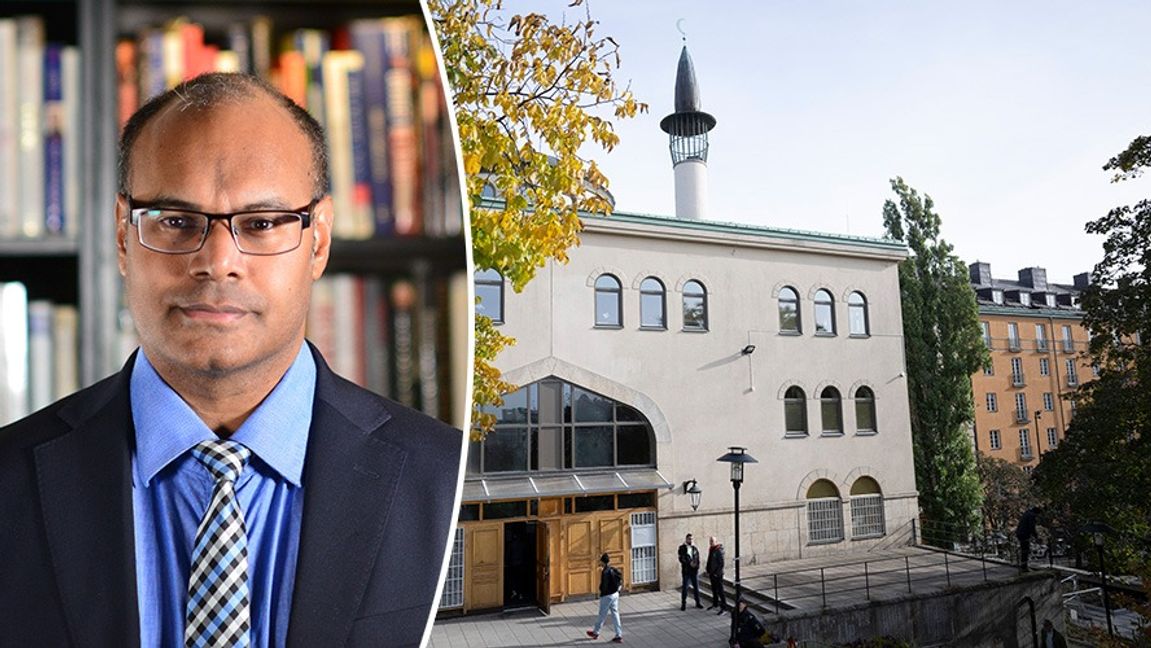 Ronie Berggren och Stockholms moské. Foto: Privat/Fredrik Sandberg/TT