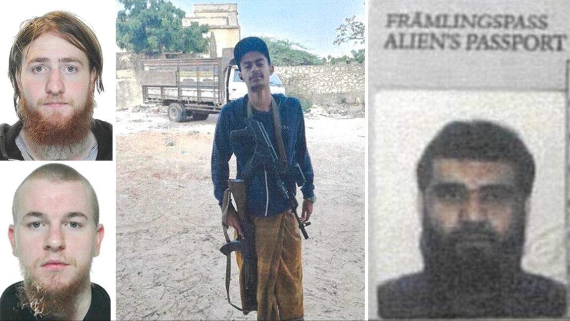 Rasmus Johansson, Elias Johansson, Omar Atia och Elyas Hakamali döms för deltagande i terroristorganisation. De tre förstnämnda frias emellertid från förberedelse till terroristbrott. Foto: Polisen