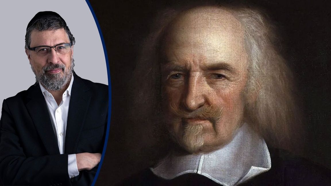 Thomas Hobbes (1588–1679) hade en pessimistisk människosyn och är därför nästan okänd i Sverige. Målning av John Michael Wright runt 1670.