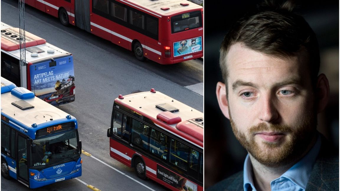 Jakop Dalunde (MP) anser inte att regionpolitikerna ska styra över beslutet om busslinjerna som ställs in på grund av Palestinademonstrationer. Foto: Oscar Olsson/TT/Pontus Lundahl/TT