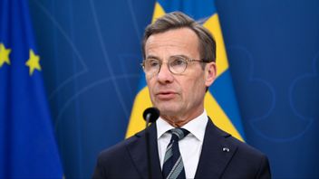 Statsminister Ulf Kristersson på tisdagens pressträff angående säkerhetsläget. Foto: Pontus Lundahl/TT