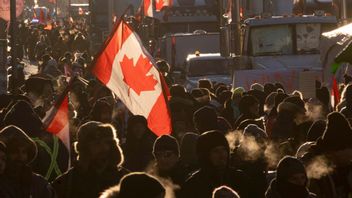 Protester i Kanadas huvudstad Ottawa. Foto: Adrian Wyld/AP/TT