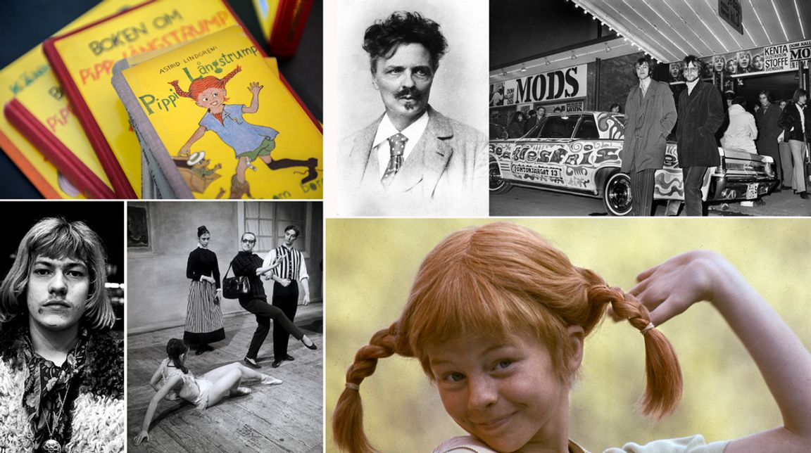 Pippi Långstrump, August Strindbergs verk, filmen ”Dom kallar oss mods” och Birgit Cullbergs dansverk ”Fröken Julie” finns med i kulturkanonen. Foto: Hasse Holmberg/Anders Wiklund/Jan Collsiöö/TT