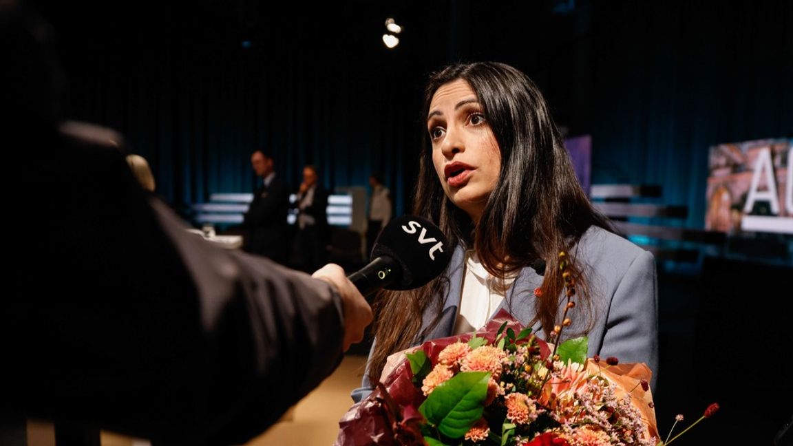 Nooshi Dadgostar efter söndagens debatt. Foto: Caisa Rasmussen/TT