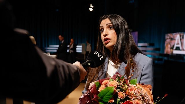 Nooshi Dadgostar efter söndagens debatt. Foto: Caisa Rasmussen/TT