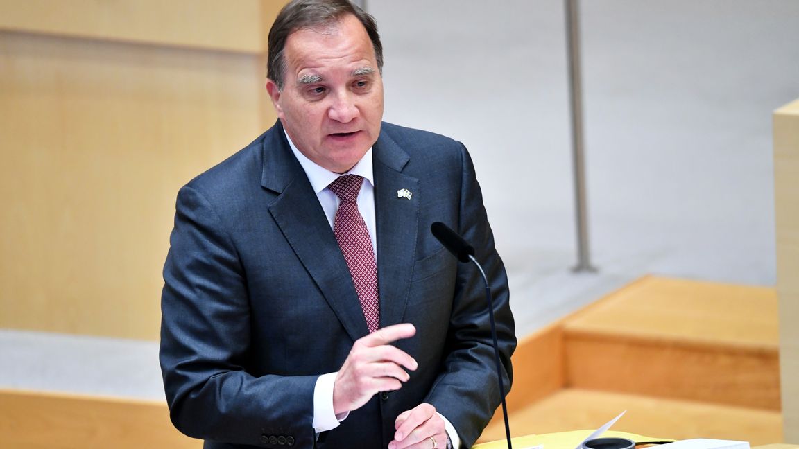 Statsminister Stefan Löfven (S) under frågestunden i riksdagen. Foto: Henrik Montgomery/TT