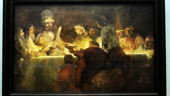 Målningen ”Batavernas trohetsed till Claudius Civilis”, av Rembrandt Harmensz van Rijn får vara kvar på Nationalmuseum i Stockholm. Foto: JUREK HOLZER / SVD / TT