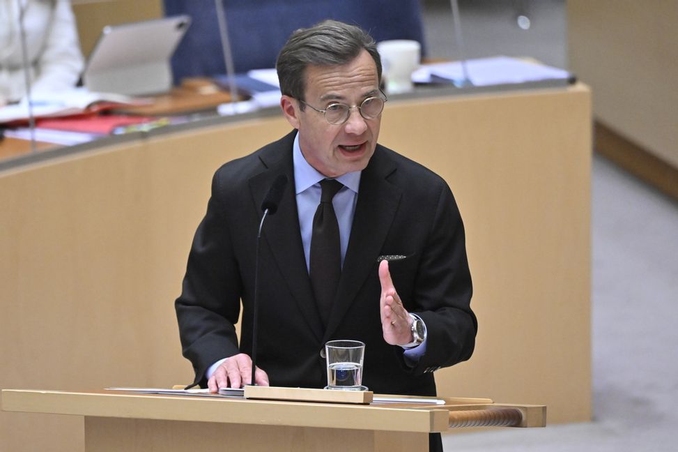 Statsminister Ulf Kristersson (M) är med på mötet på Grand Hotel. Arkivbild. Foto: Henrik Montgomery/TT