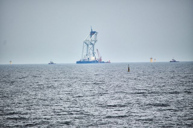 Vindkraftsparken Baltic Power byggs inte långt från infarten till havs mot den ryska östersjöenklaven Kaliningrad. Foto: Baltic Power Sp./TT