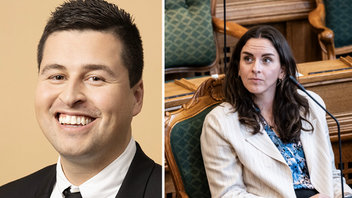 Mike Villa Fonseca, 28 till vänster och partisekreteraren Monika Rubin. Foto: Emil Nicolai Helms