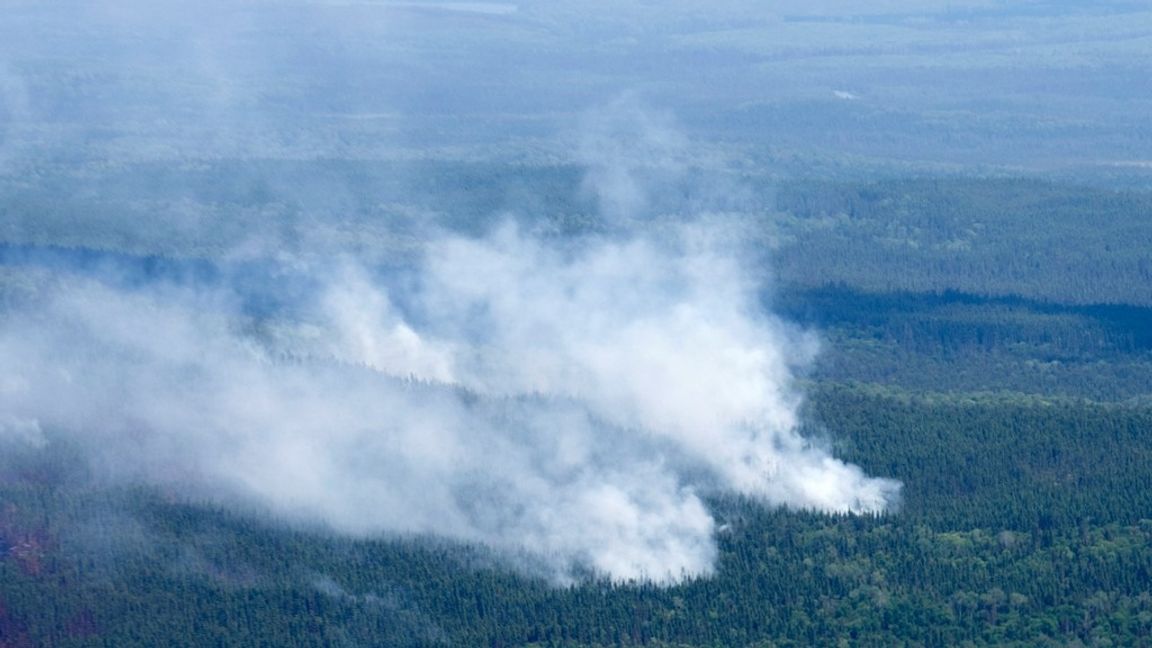 Flera hundra skogsbränder rasar för närvarande i Kanada. Här syns rök från en brand nära Lebel-sur-Quevillon i Quebec. Bilden togs 5 juli. Foto: Adrian Wyld/AP/TT