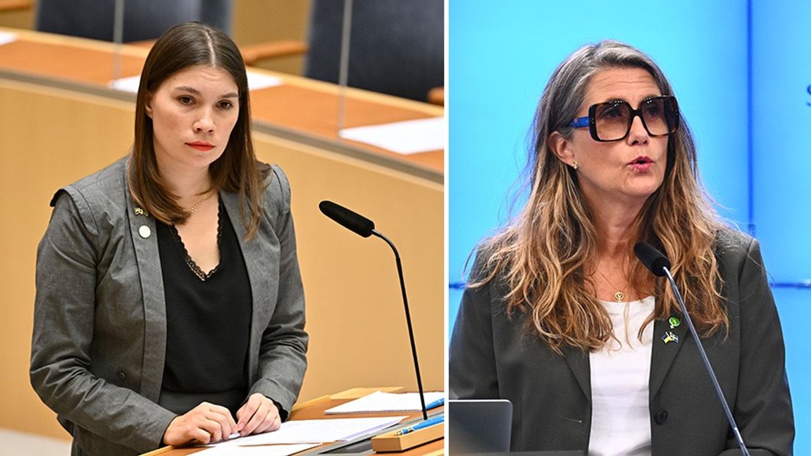 Annika Hirvonen och Janine Alm Ericson riskerar att bli av med sina riksdagsplatser. Foto: Henrik Montgomery/Claudio Bresciani/TT