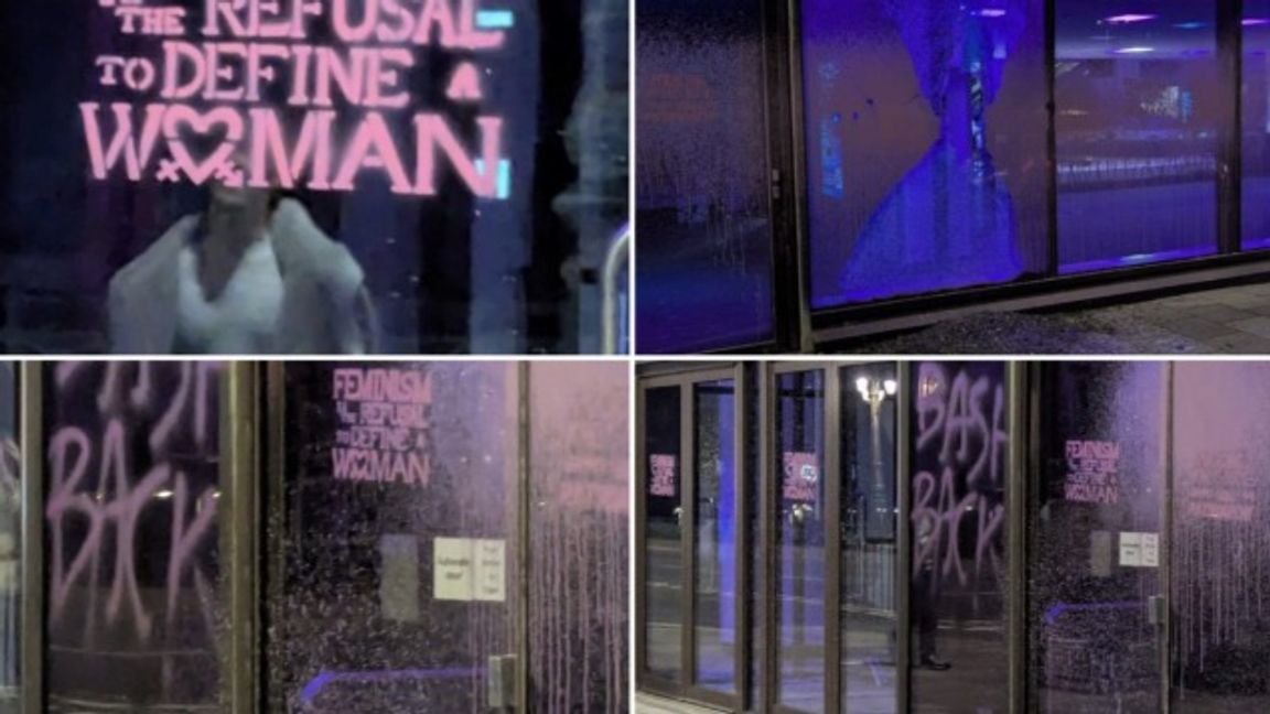 Bild från attacken mot kvinnokonferensen i Brighton. Foto: Faksimil X.