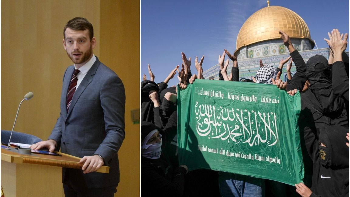 Jakop Dalunde (MP) har i gamla blogginlägg nyanserat både Iran och Hamas. Foto: Fredrik Sandberg/TT/Mahmoud Illean/AP/TT