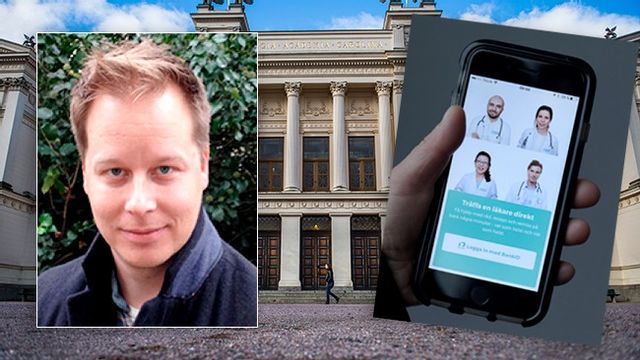 Peter Bergwall har skrivit en avhandling vid Lunds universitet om nätläkare. Foto: Privat/Emil Langvad och Janerik Henriksson/TT.