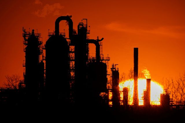 Ett oljeraffinaderi i El Dorade, Kansas. Arkivbild. Foto: Charlie Riedel/AP/TT