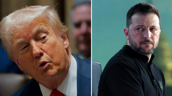 USA:s president Donald Trump (t.v.) och Ukrainas president Volodymyr Zelenskyj. Foto: Jose Luis Magana/AP/TT