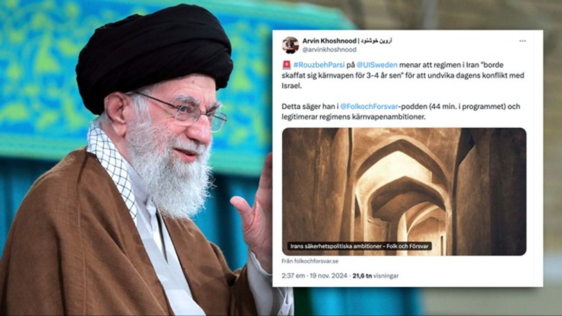 ”Iran borde skaffat sig kärnvapen för tre-fyra år sedan. Om de hade gjort det då hade den här situationen inte kunnat eskalera på det viset som den gjort”, säger Rouzbeh Parsi i en podd. Foto: Iran/X