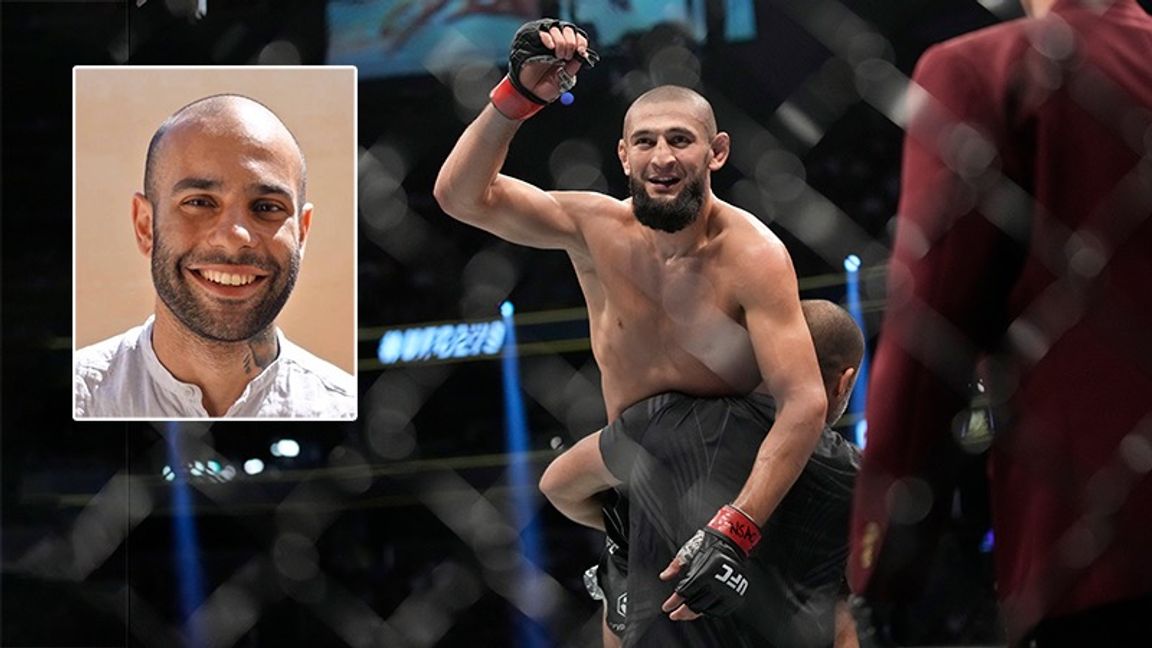 Mosa Mazroui-Sebdani konstaterar att Khamzat Chimaev kan posera med diktatorn för det land han flytt från. Foto: Privat / John Locher/AP/TT