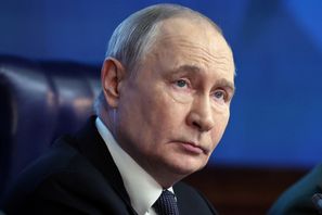 President Vladimir Putin deltog på det ryska försvarsdepartementets årsmöte på onsdagen. Alexander Kazakov/Sputnik, Kremlin Pool Photo via AP/TT