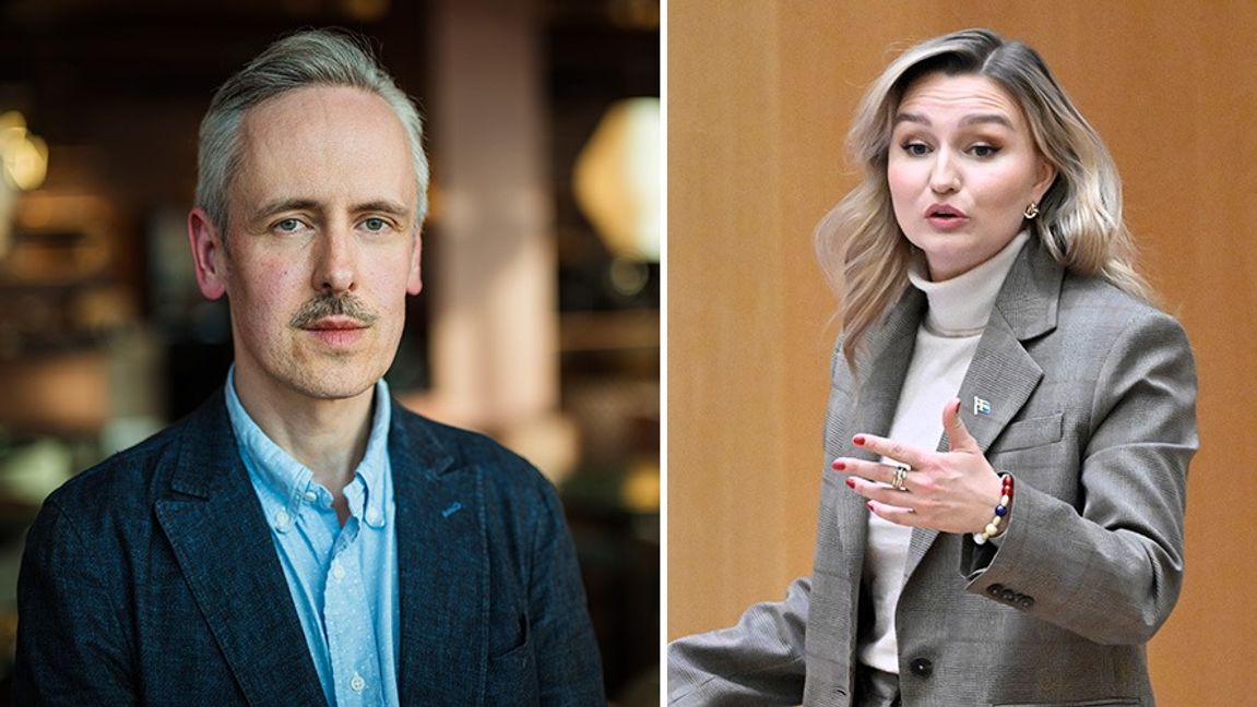 Andreas Gustavsson rasar över en debattartikel från bland andra Ebba Busch. Nu sågas han efter texten. Foto: Magnus Lejhall/Pontus Lundahl/TT