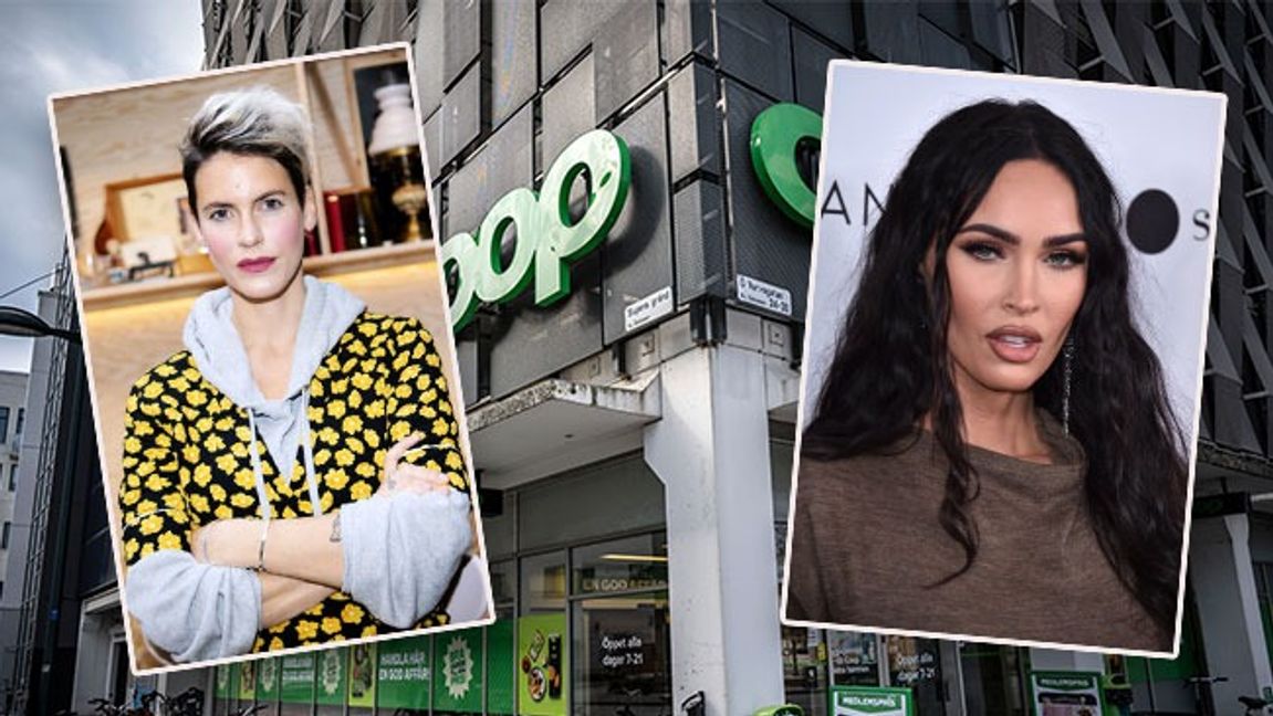 T.v Nina Rung, t.h Megan Fox. Bild: Johan Nilsson/TT/Jordan Strauss/Invision/AP Images