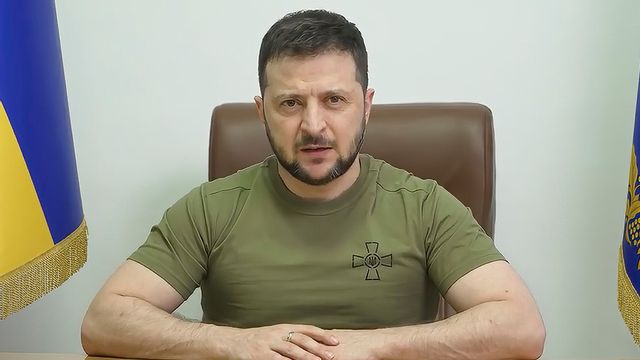 Volodymyr Zelenskyj anklagar ryska trupper i södra Ukraina för övergrepp i södra delarna av landet. Foto: Ukrainian Presidential Press Office/AP/TT