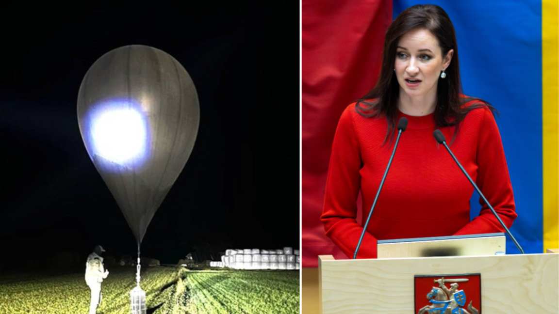 Litauen stänger gränsen mot Belarus, meddelar premiärminister Inga Ruginiene. Inkräktande ballonger från grannlandet kommer även att skjutas ner framöver Foto: Mindaugas Kulbis/Litauens statliga gränsvakt via AP/TT