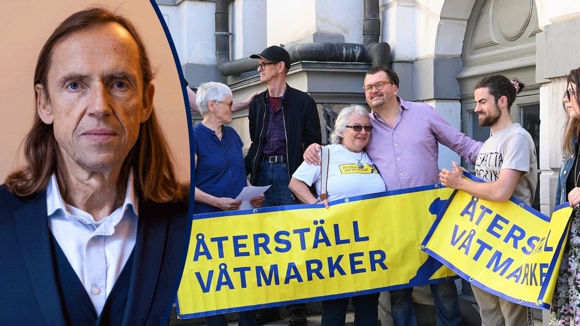 Aktivister från Återställ våtmarker fanns på plats utanför Högsta Domstolen inför beslutet. Foto: Anna Hållams/TT