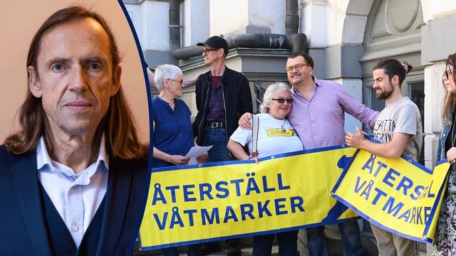 Aktivister från Återställ våtmarker fanns på plats utanför Högsta Domstolen inför beslutet. Foto: Anna Hållams/TT