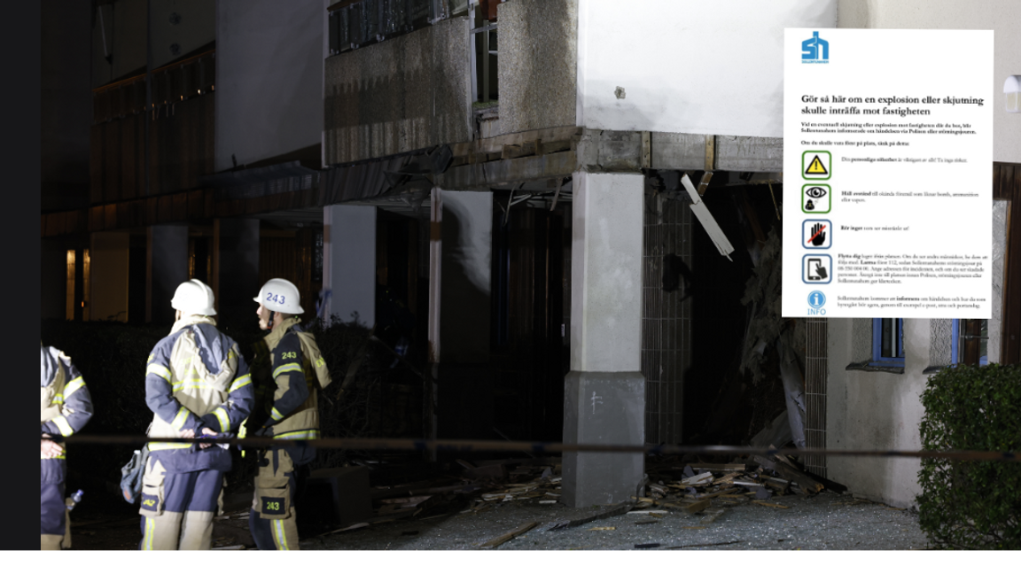 Sollentunahem går ut med checklista över hur boende ska agera vid explosioner och skjutningar. Foto: Fredrik Persson/TT