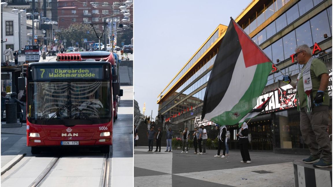 SL ändrar om i busstrafiken varje lördag på grund av Palestinademonstranter. Foto: Fredrik Sandberg/Oscar Olsson/TT