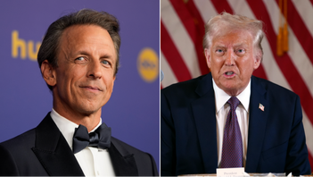 Late Night-värden Seth Meyers jämförde Trumps rättegångsuttalanden med ”en turist som läser en meny på ett språk de inte kan”. Nu slår presidenten tillbaka. Foto: Jae C. Hong/Evan Vucci/AP