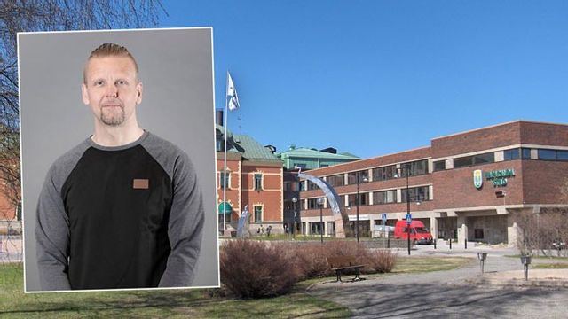 Janne Lind (C) och Haparandas kommunhus. Foto: Pressbild från Centerpartiet/Matthewross, CC BY-SA 3.0, via Wikimedia Commons.