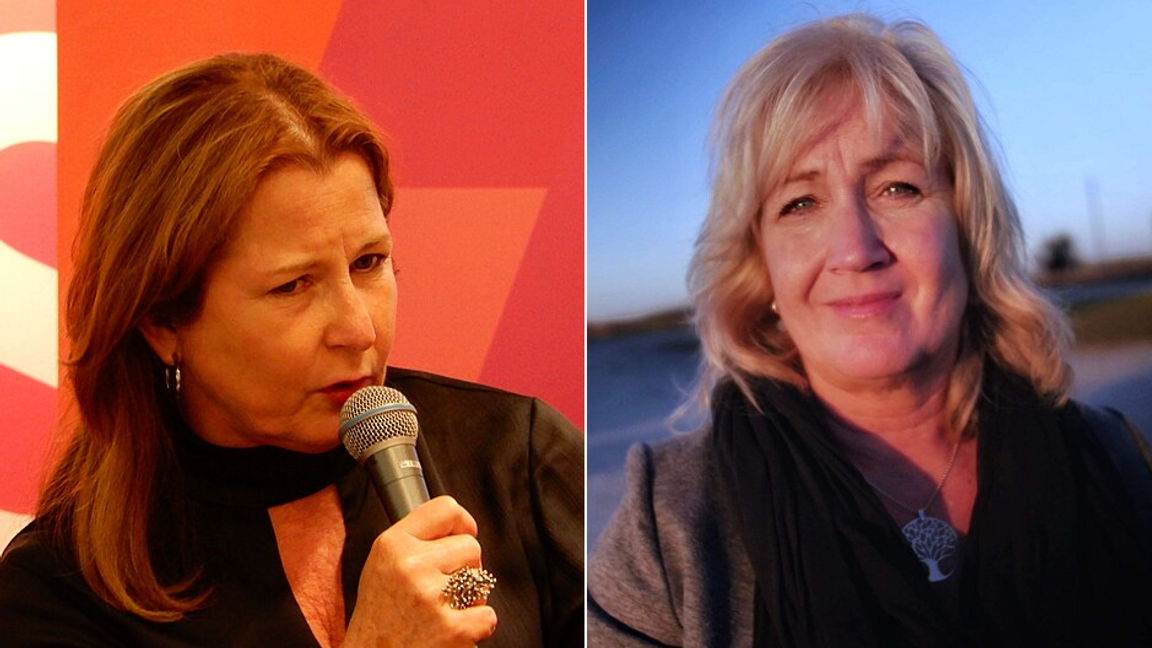 Tidigare SVT-profilerna Anna Hedenmo och Erika Bjerström. Foto: Basingo/Sommar55, CC BY-SA 4.0, via Wikimedia Commons