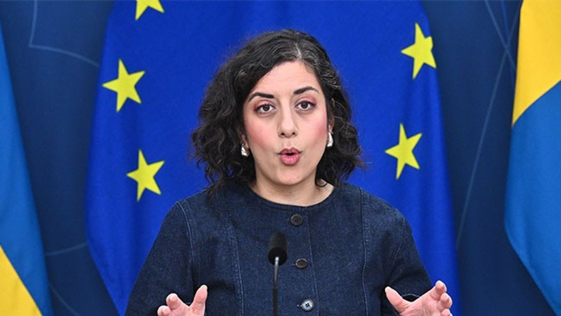 Utbildnings- och integrationsminister Simona Mohamsson (L), under en pressträff tidigare i september. Bild: Claudio Bresciani / TT 